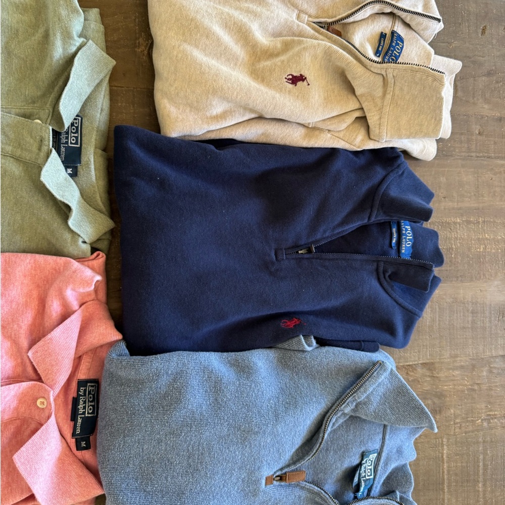 Lot of (3) size L Polo by Ralph Lauren 1/4 Zip Sweaters
